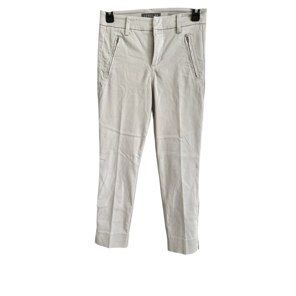 Level 99 Pants Womens 24p Gray Chino Slim Straight Mid Rise Stretch Trousers